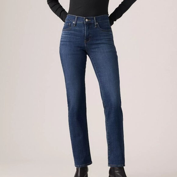 Levi's 314 Jeans Size 27 Shaping Straight Mid Rise Blue Denim Stretch - Picture 2 of 10